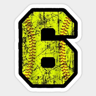 6Th Birthday Softball Girls Kids Six 6 Years Old Raglan Sticker